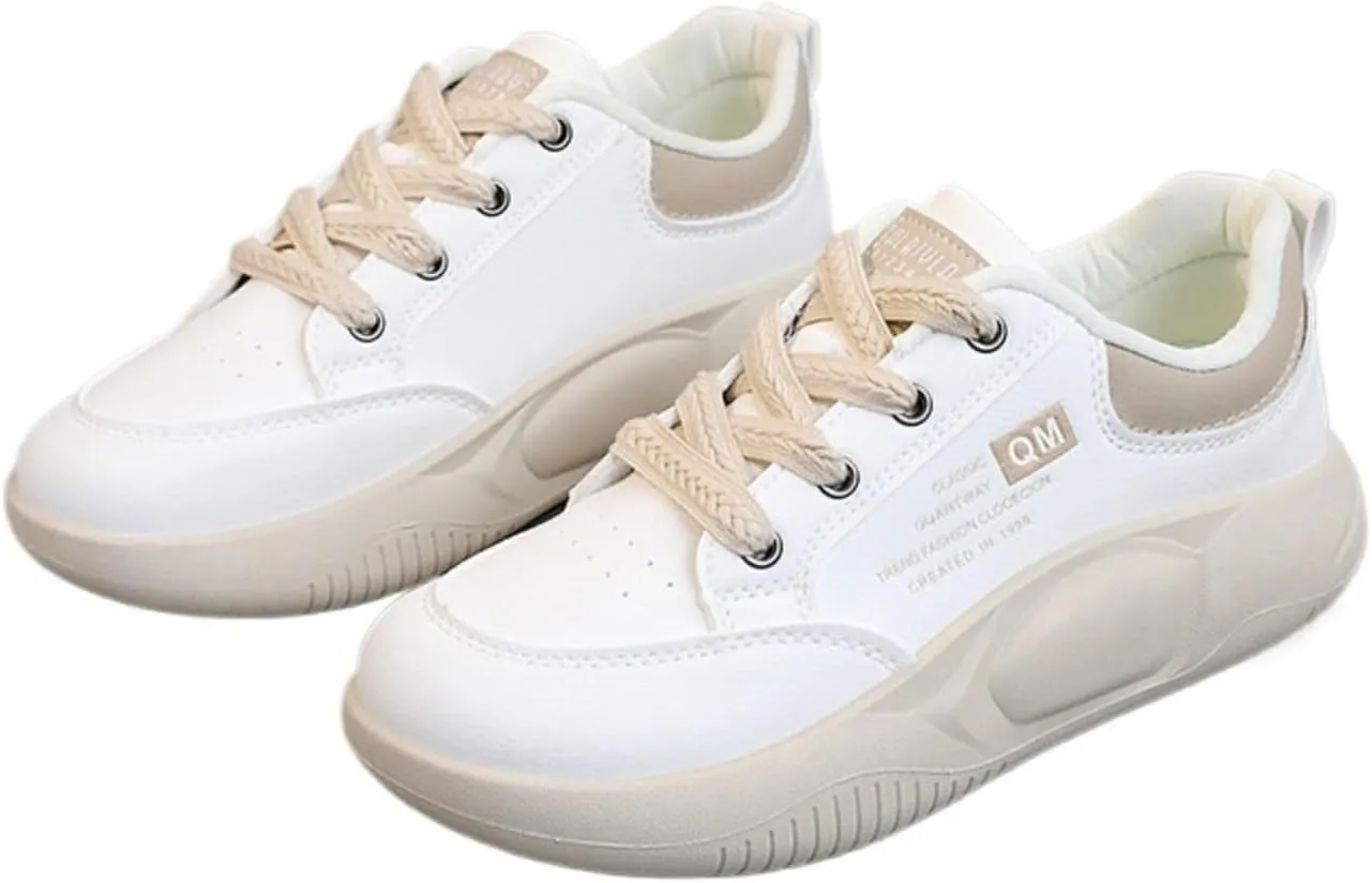 Women's Chunky Sole Casual Sneakers 2025 Spring Platform Shoes, Breathable Slip-Resistant Walking Shoes with Glitter Accent & EVA Insole, Lightweight Low-Top Streetwear Sneakers for Women