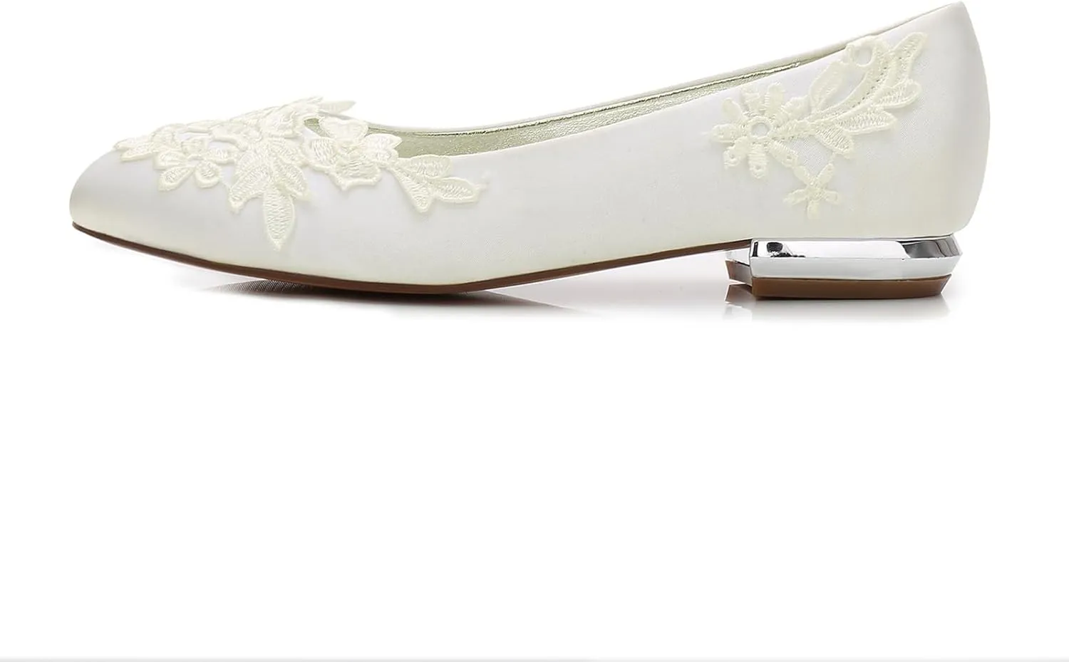 Women's Closed Toe Satin Applique Wedding Flats for Bride Prom Evening Bridal Party Dress Flats