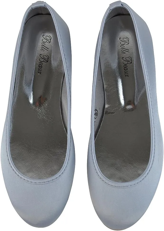 Womens Comfort Flats Close Toe Ballet Satin Wedding Bridal Shoes