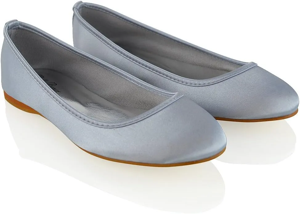 Womens Comfort Flats Close Toe Ballet Satin Wedding Bridal Shoes