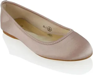 Womens Comfort Flats Close Toe Ballet Satin Wedding Bridal Shoes