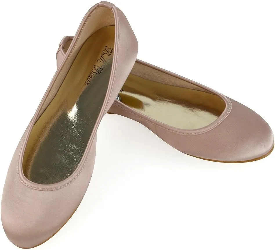 Womens Comfort Flats Close Toe Ballet Satin Wedding Bridal Shoes