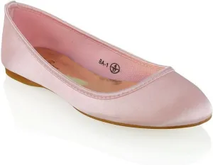 Womens Comfort Flats Close Toe Ballet Satin Wedding Bridal Shoes