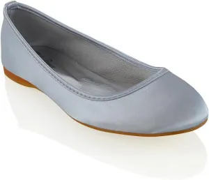 Womens Comfort Flats Close Toe Ballet Satin Wedding Bridal Shoes