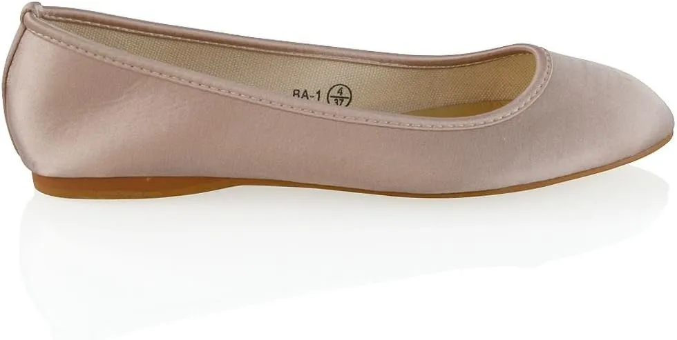 Womens Comfort Flats Close Toe Ballet Satin Wedding Bridal Shoes