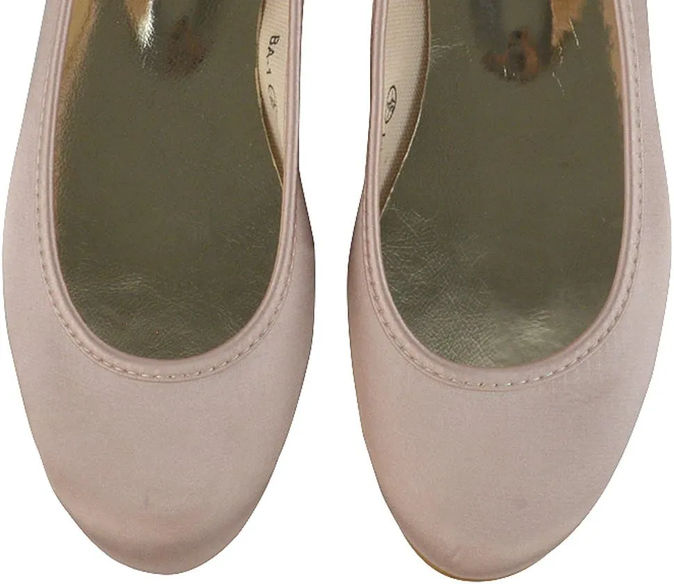 Womens Comfort Flats Close Toe Ballet Satin Wedding Bridal Shoes