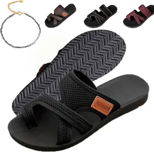 Women's Comfortable Breathable Mesh Flip Flops, Hollow Mesh Slide Sandals, Arch Support, and Adjustable Straps