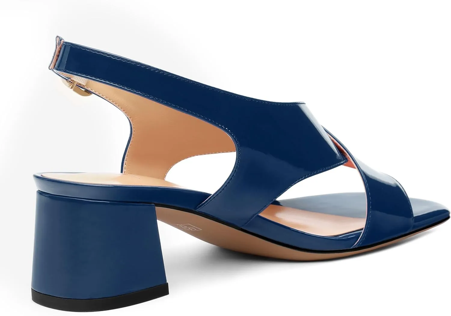 Women's Criss Cross Sandals Square Open Toe Block Chunky Low Heel Slingback Ankle Strap Adjustable with Buckle Patent Dating Fashion Dress Shoes 2 Inch