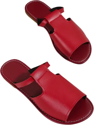 Women's Cut Out Slide Sandals, Trendy Leather Flat, Lightweight Slip On Outdoor sandbeach Shoes