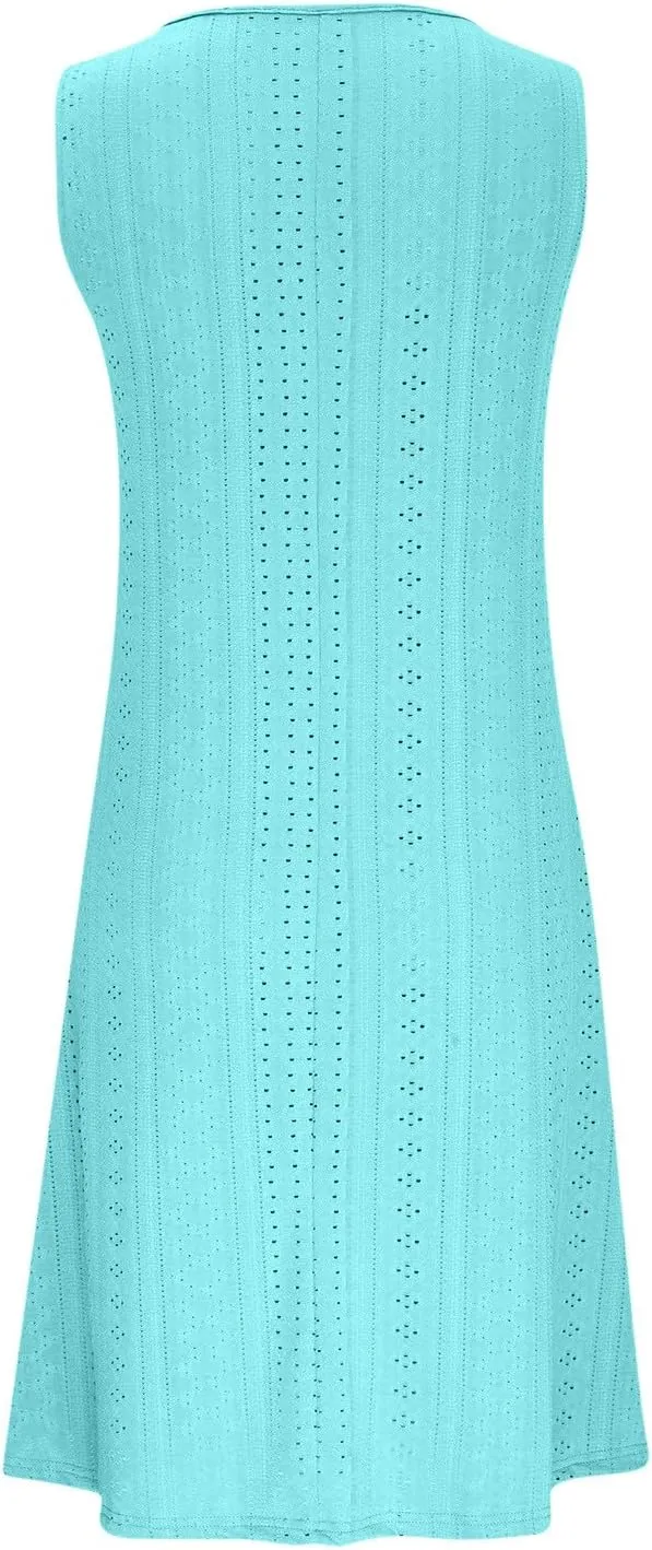 Womens Dresses Summer Solid V-Neck Sleeveless Oversize Long Skirt Elegant Casual Beach Vacation Travel Dress