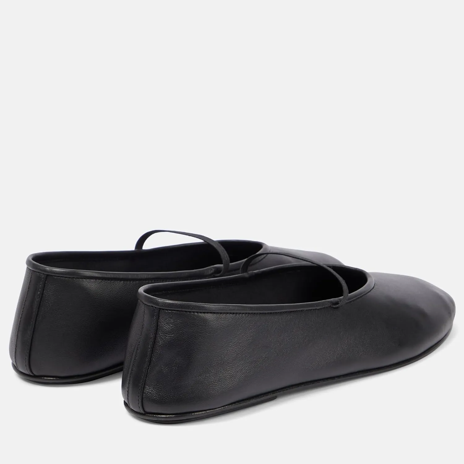 Women's Elastic Leather Ballet Flats Round-Toe Slim Strap Ballerina Shoes Comfortable Mary Jane Flat Shoe