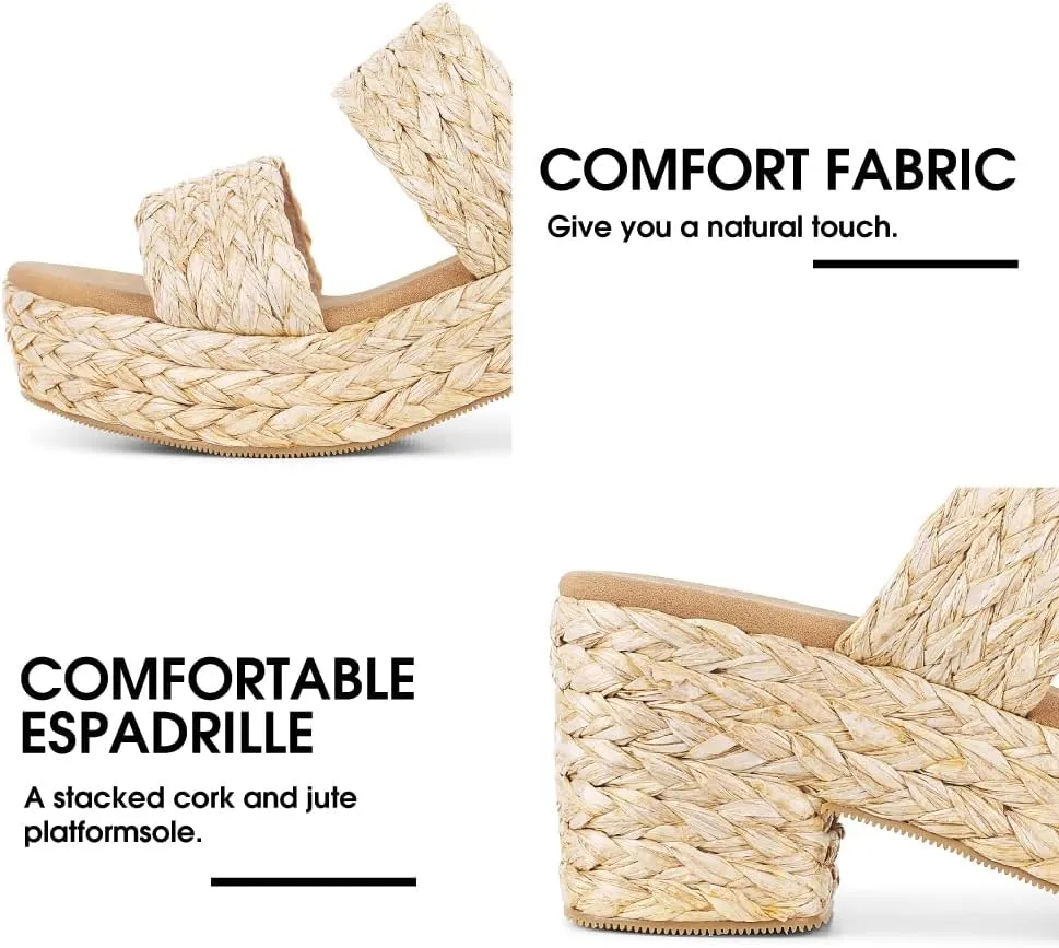 Women's Espadrilles Platform Sandals Wedges Slides Sandals Open Toe Fashion Summer Outdoor Beach Sandals