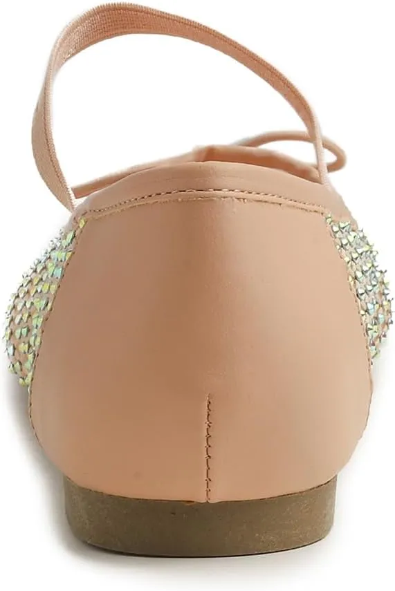 Women's Fashion Mesh Soft Mary Jane Round Toe Sparkle Flats