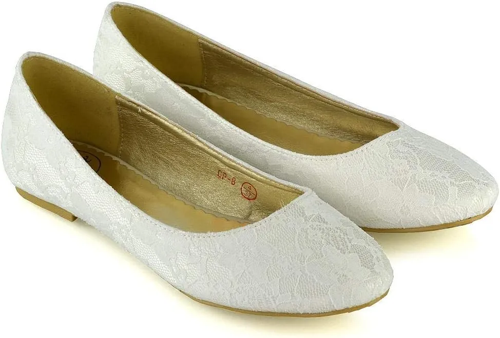 Womens Flat Bridal Shoes Ladies