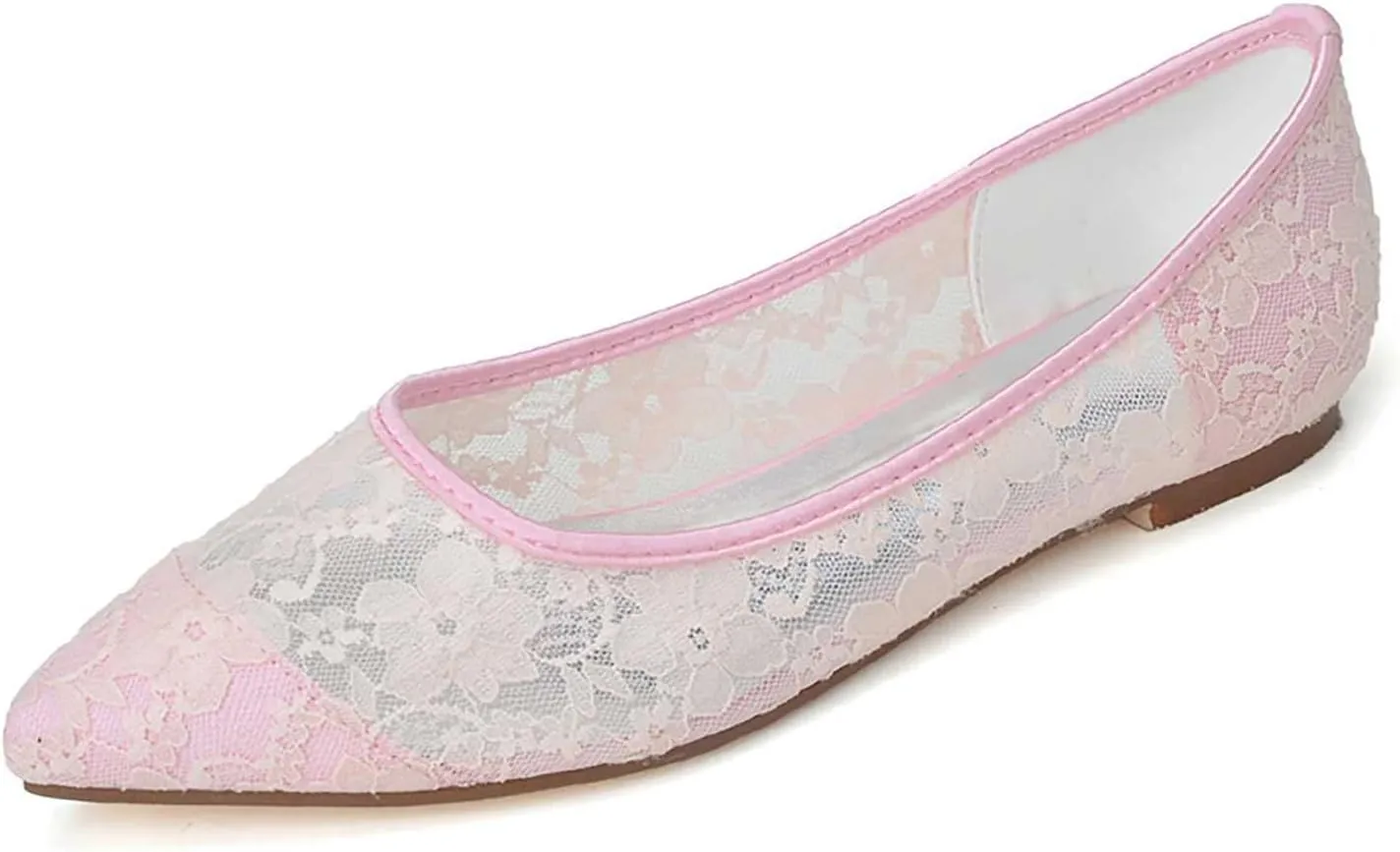 Women's Flats Cut Out Round Toe Slip On Floral Ballet Flat Comfortable Lace Flats Dressy
