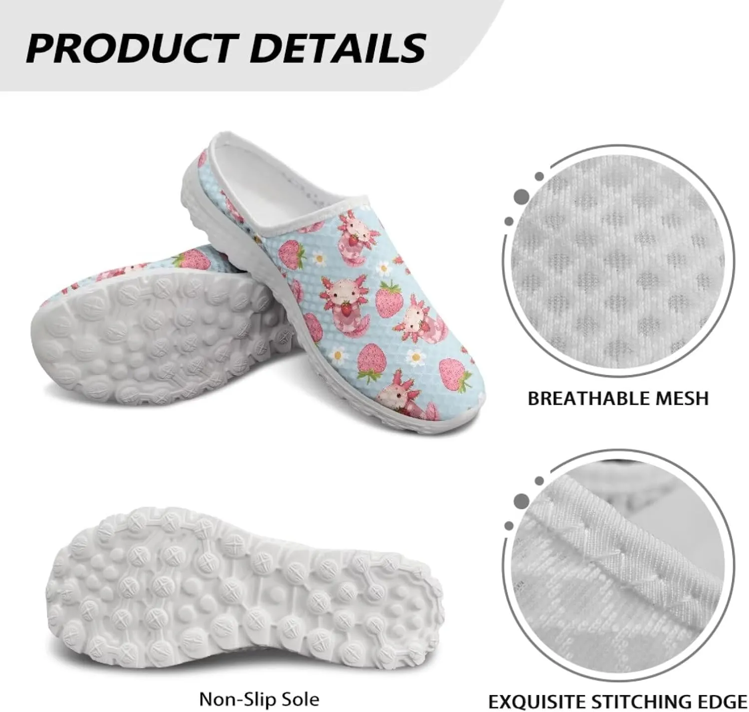 Womens Garden Shoes Slip on Mule Tennis Shoes Low Top Sneaker Casual Flat Loafers with EVA Sole US 6-13.5
