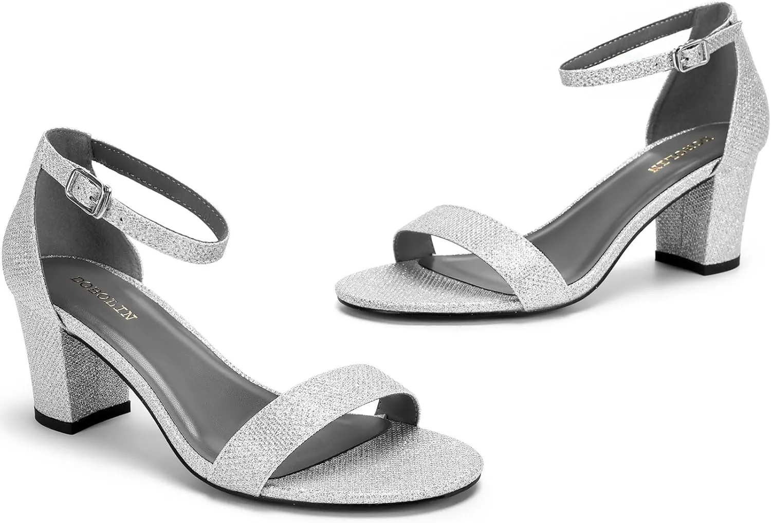 Women's Heeled Sandals Open Toe Ankle Strap 2.5-Inch Chunky Heels Dress Shoes Wide Feet Friendly