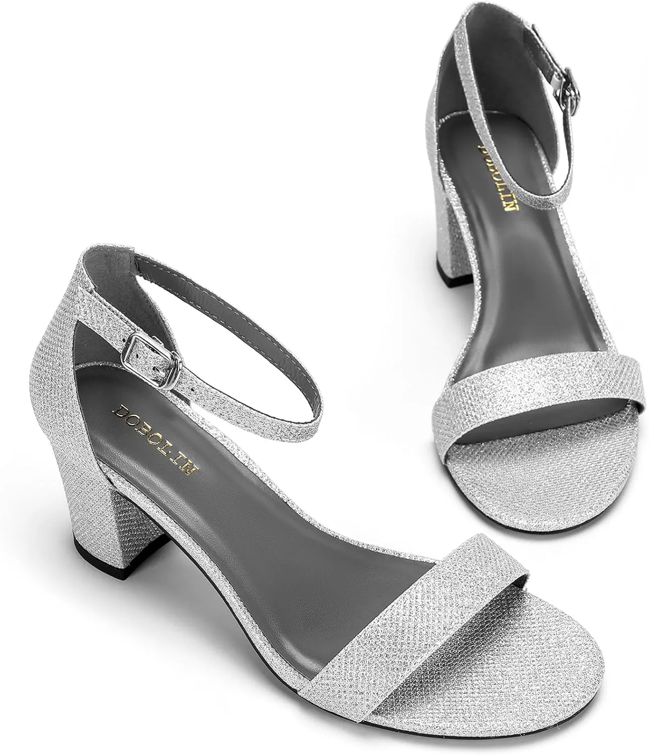 Women's Heeled Sandals Open Toe Ankle Strap 2.5-Inch Chunky Heels Dress Shoes Wide Feet Friendly