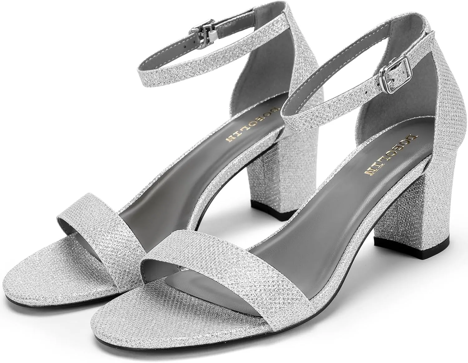 Women's Heeled Sandals Open Toe Ankle Strap 2.5-Inch Chunky Heels Dress Shoes Wide Feet Friendly