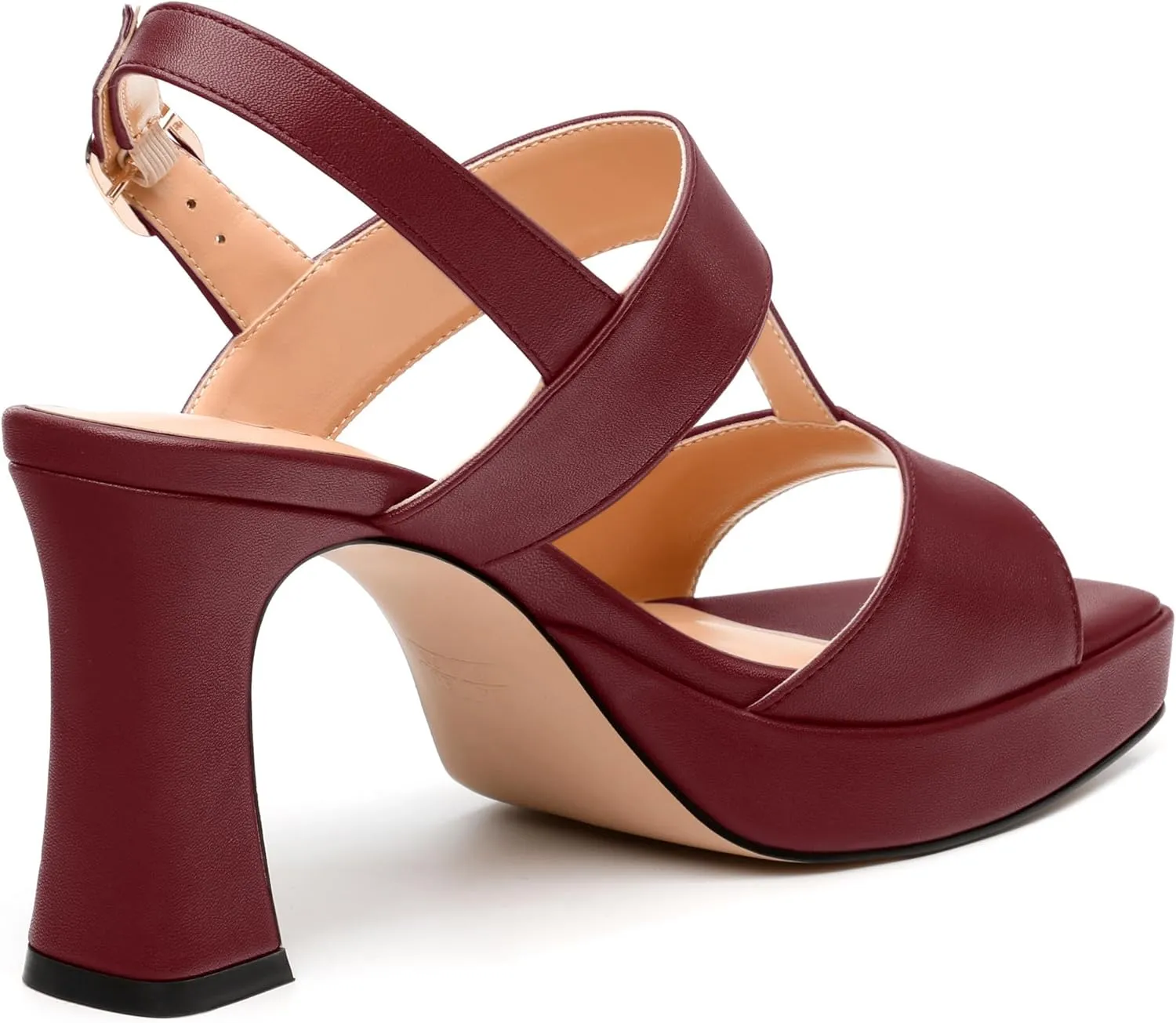 Women's Heeled Sandals, Square Toe Ankle Strap Buckle Platform Sandals, Fashion Platform High Heels for Women