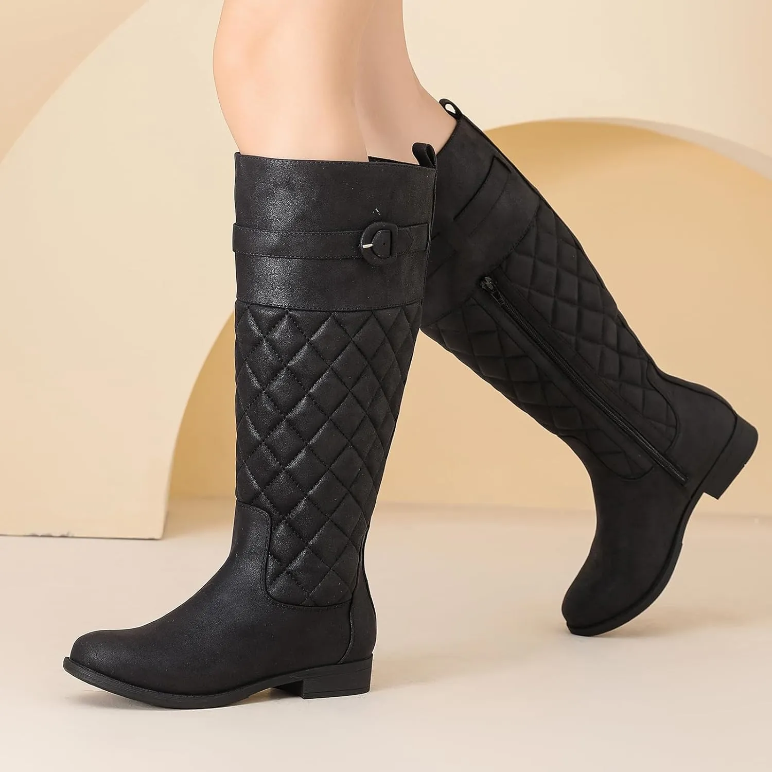 Women's Knee High Boots - Stylish and Comfortable Round Toe Low Heel Riding Combat Tall Boots with Side Zipper Closure for Fall and Winter Wear For Women.