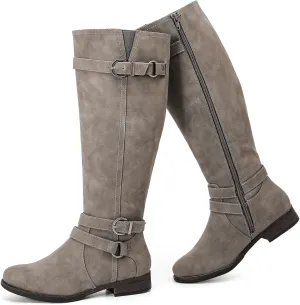 Women's Knee High Boots - Stylish and Comfortable Round Toe Tall Riding Combat Boots with Side Zipper Closure for Fall and Winter Wear For Women