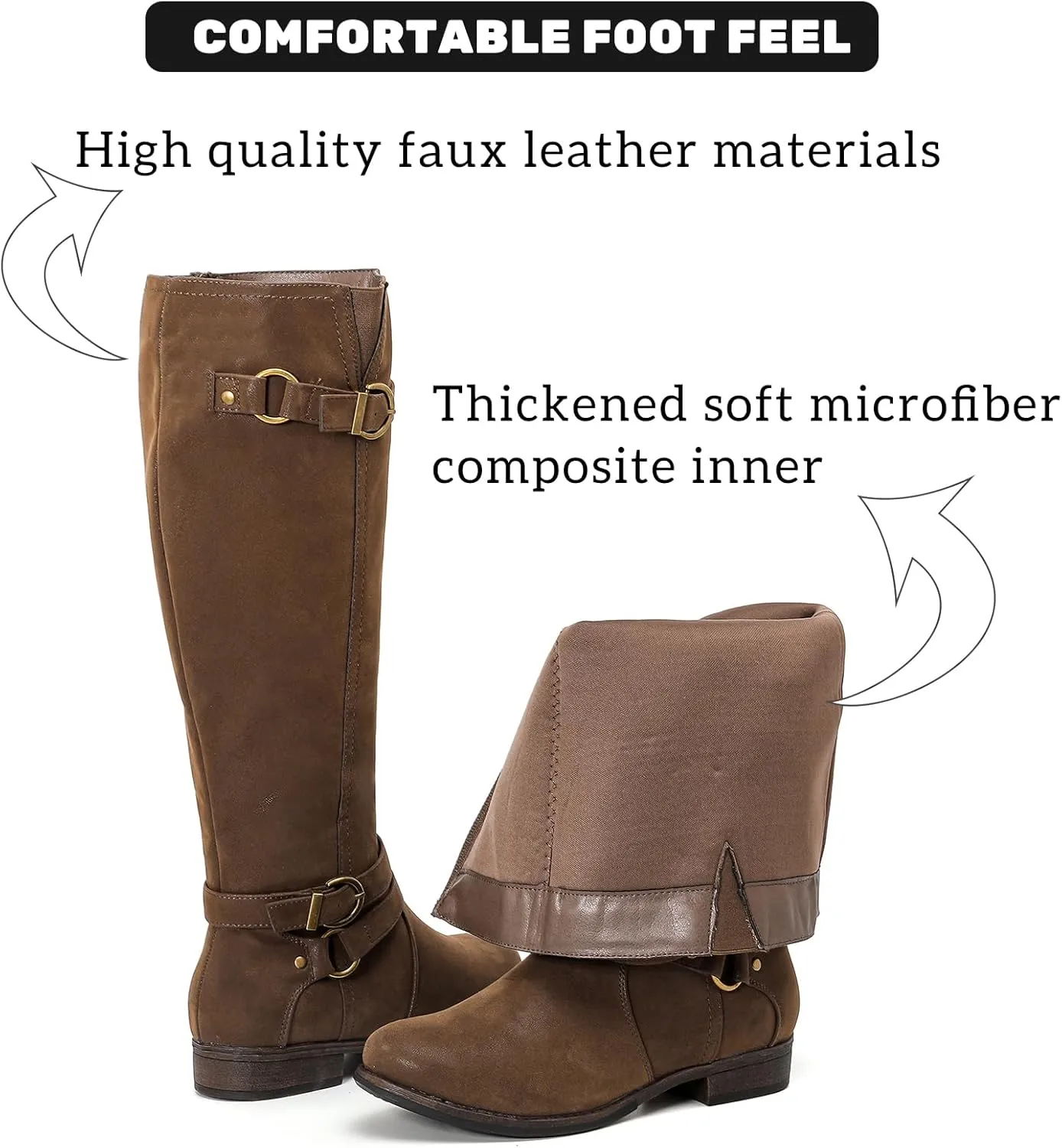 Women's Knee High Boots - Stylish and Comfortable Round Toe Tall Riding Combat Boots with Side Zipper Closure for Fall and Winter Wear For Women