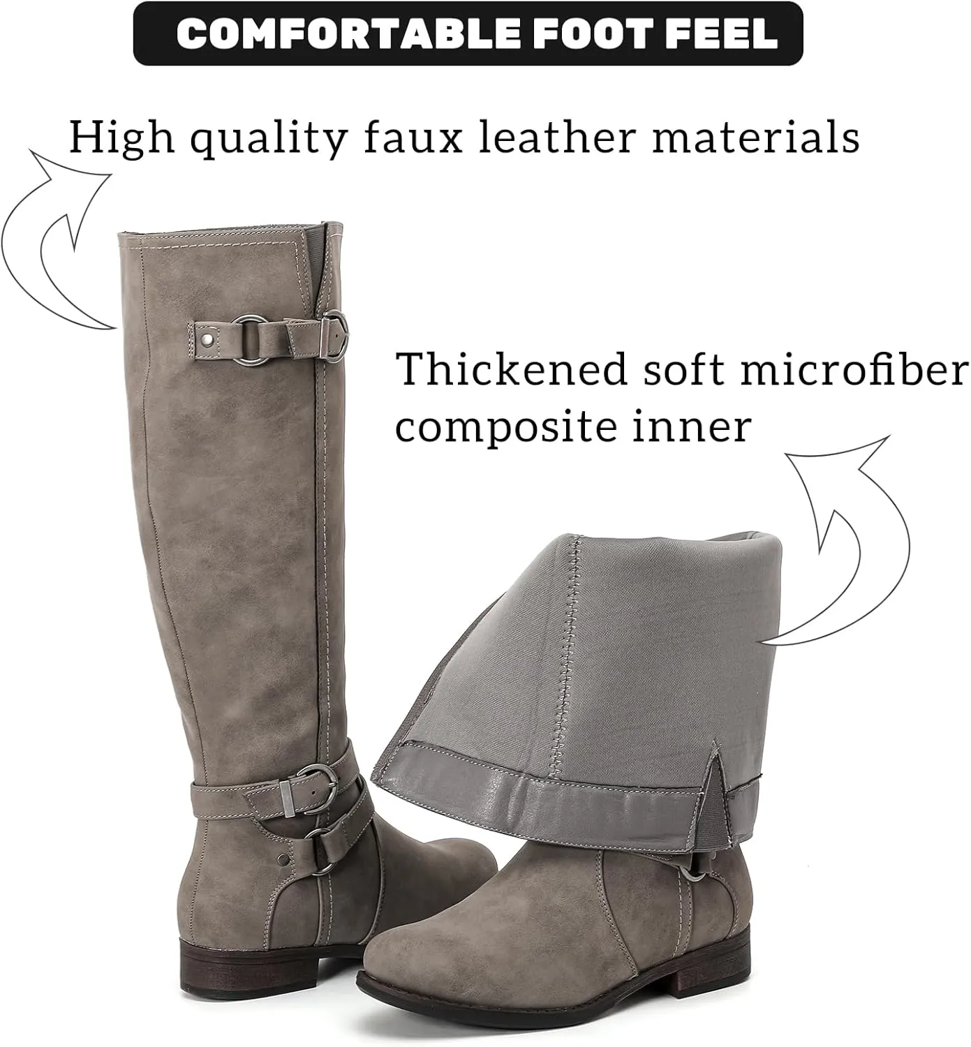Women's Knee High Boots - Stylish and Comfortable Round Toe Tall Riding Combat Boots with Side Zipper Closure for Fall and Winter Wear For Women