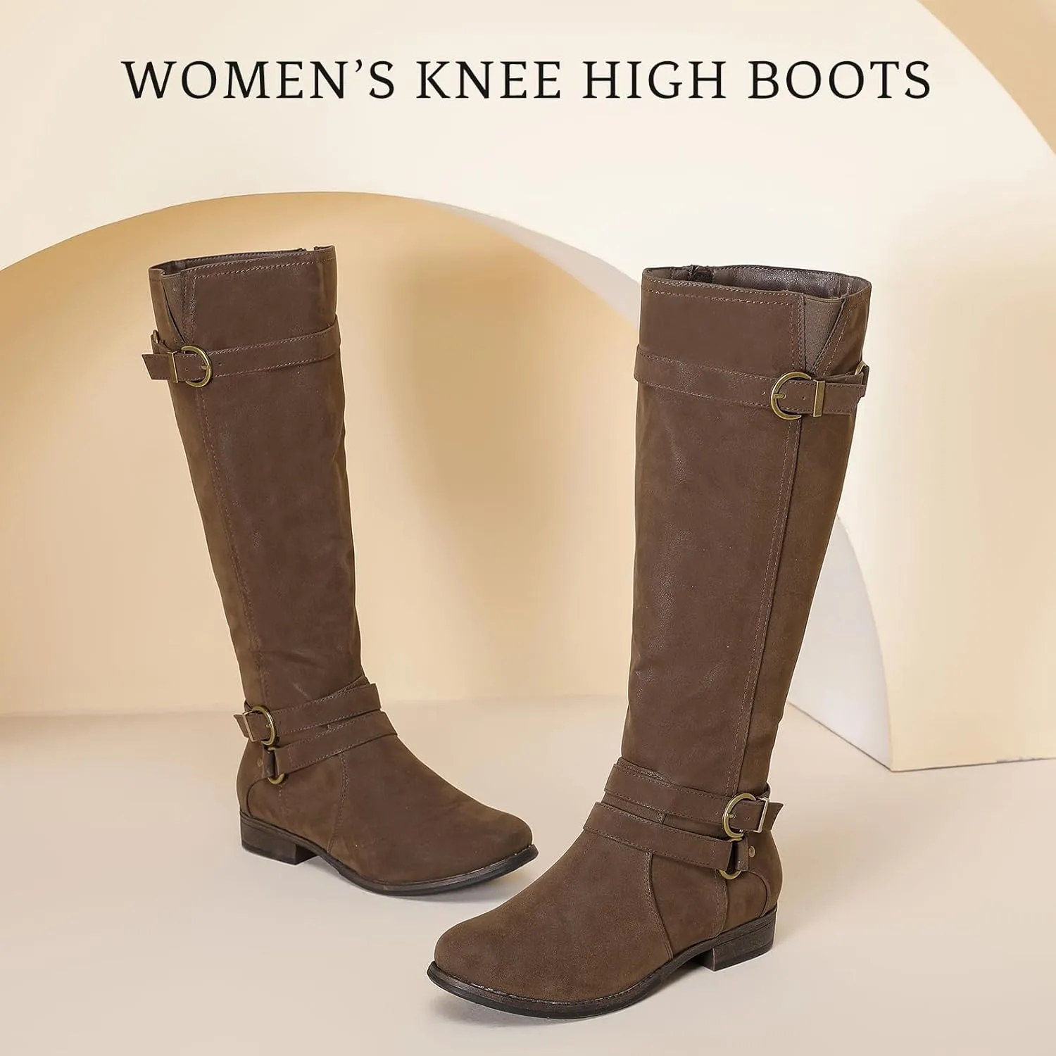 Women's Knee High Boots - Stylish and Comfortable Round Toe Tall Riding Combat Boots with Side Zipper Closure for Fall and Winter Wear For Women