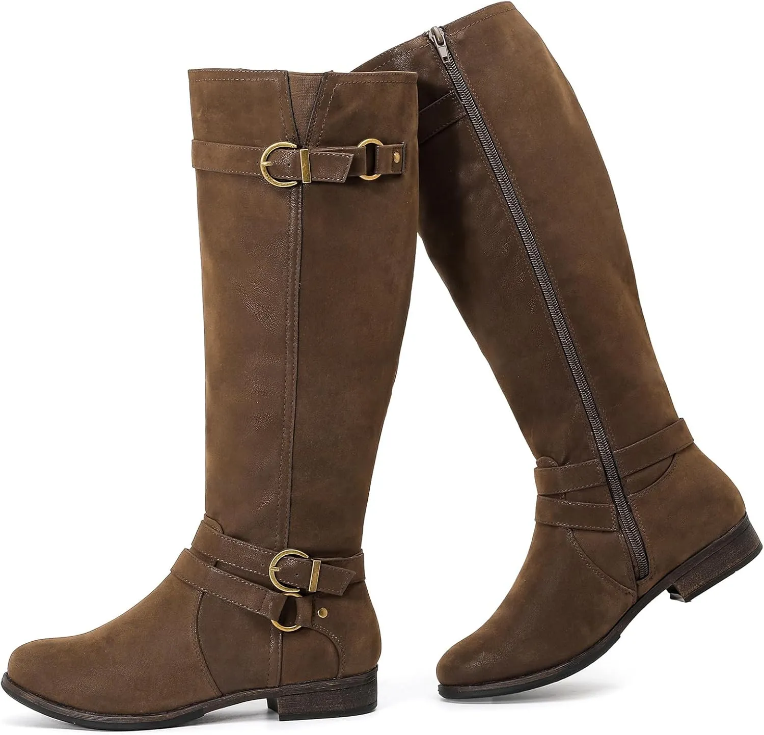 Women's Knee High Boots - Stylish and Comfortable Round Toe Tall Riding Combat Boots with Side Zipper Closure for Fall and Winter Wear For Women