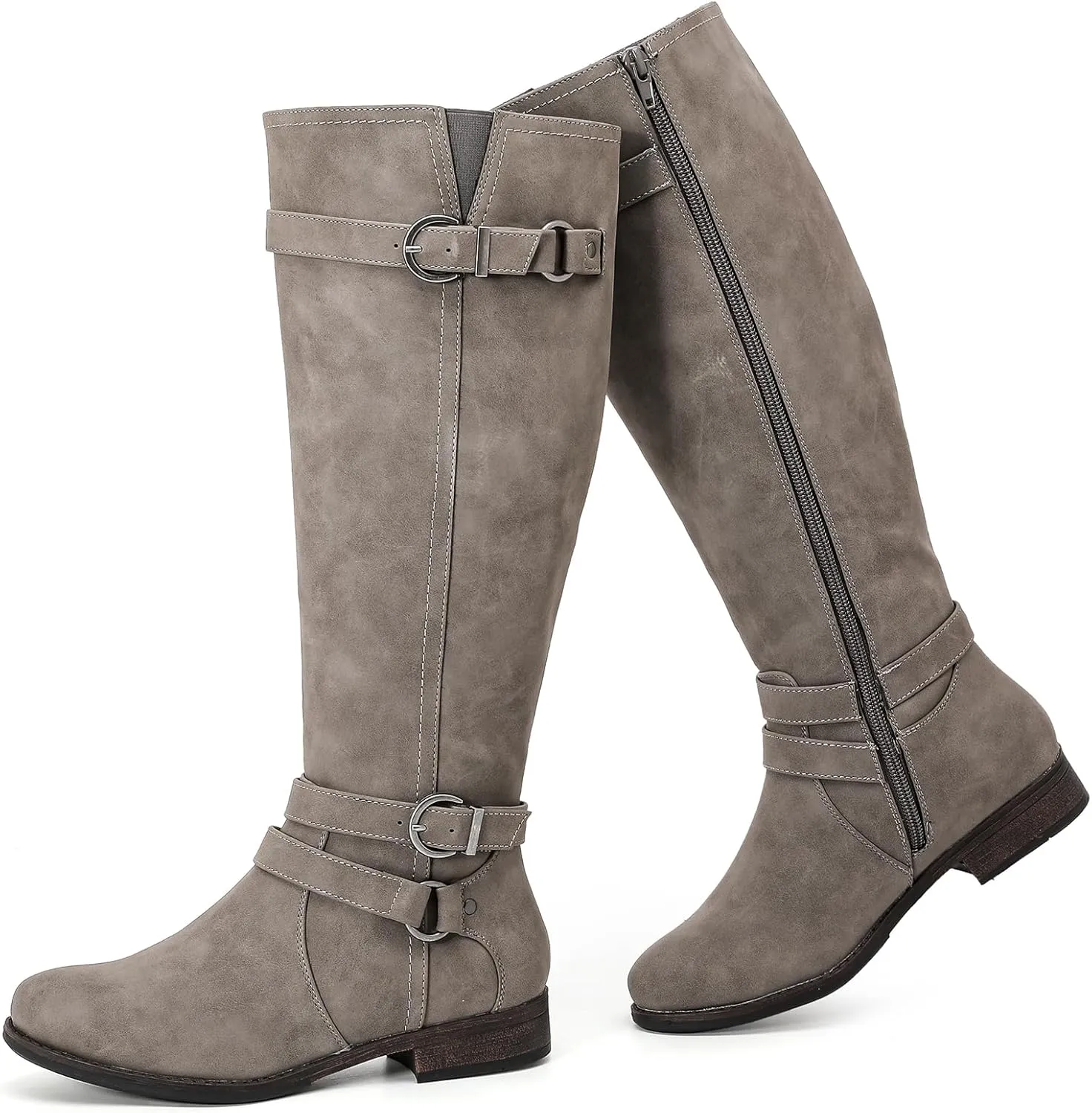 Women's Knee High Boots - Stylish and Comfortable Round Toe Tall Riding Combat Boots with Side Zipper Closure for Fall and Winter Wear For Women