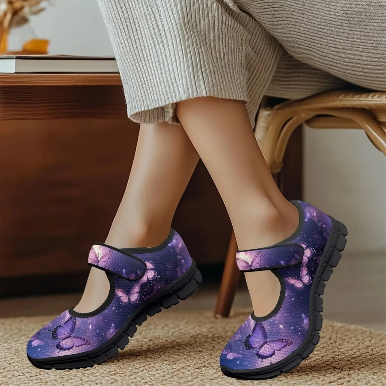 Women's Lightweight Shoes Single Buckle Fashion Casual Shoes Breathable Mesh Sneakers Comfortable Walking Shoes for Holidays US Size 5.5-10
