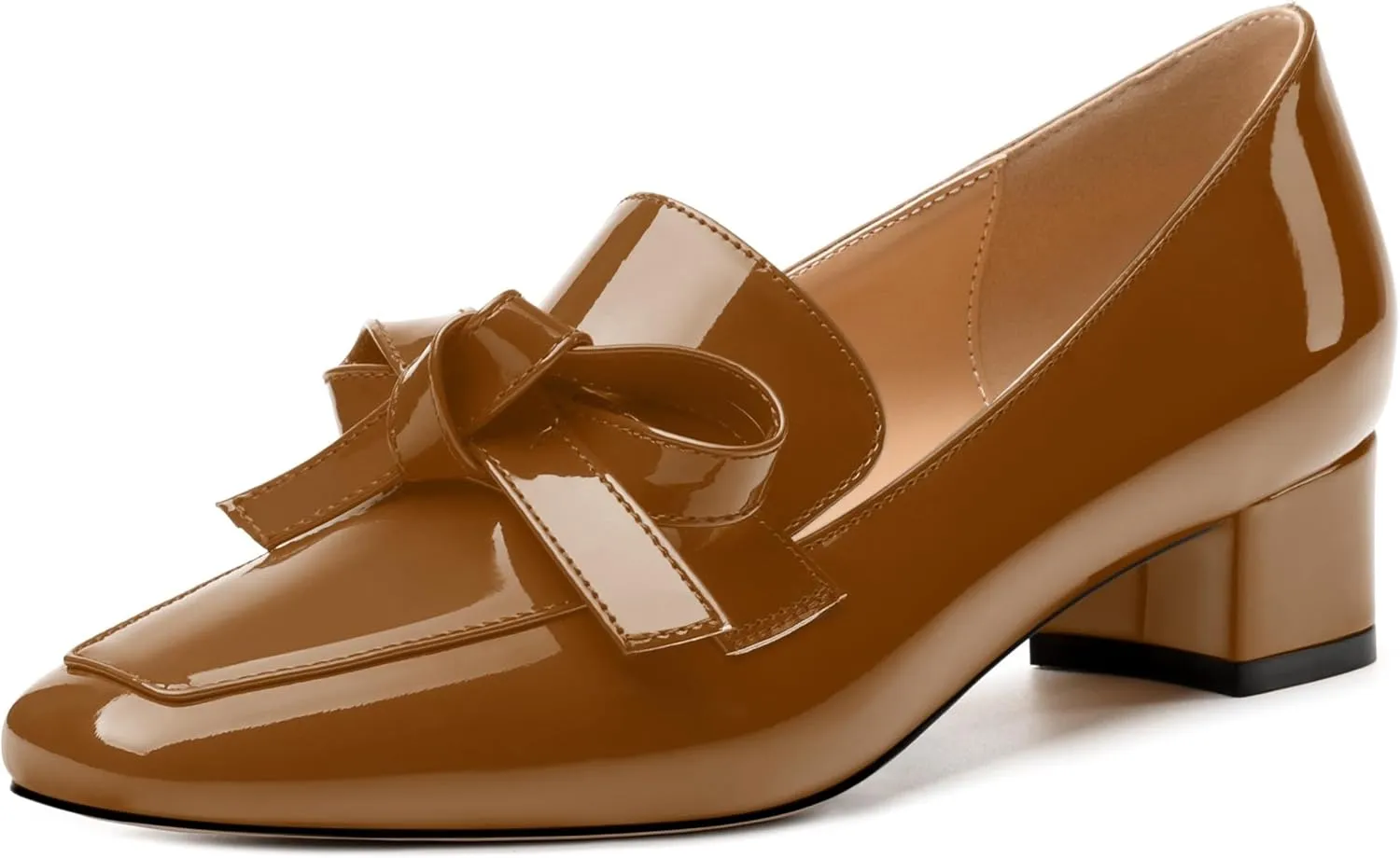 Womens Loafer with Heel, Comfortable Chunky Heels for Women, Loafers Shoes with Bowknot Womens Bunion Dress Shoes