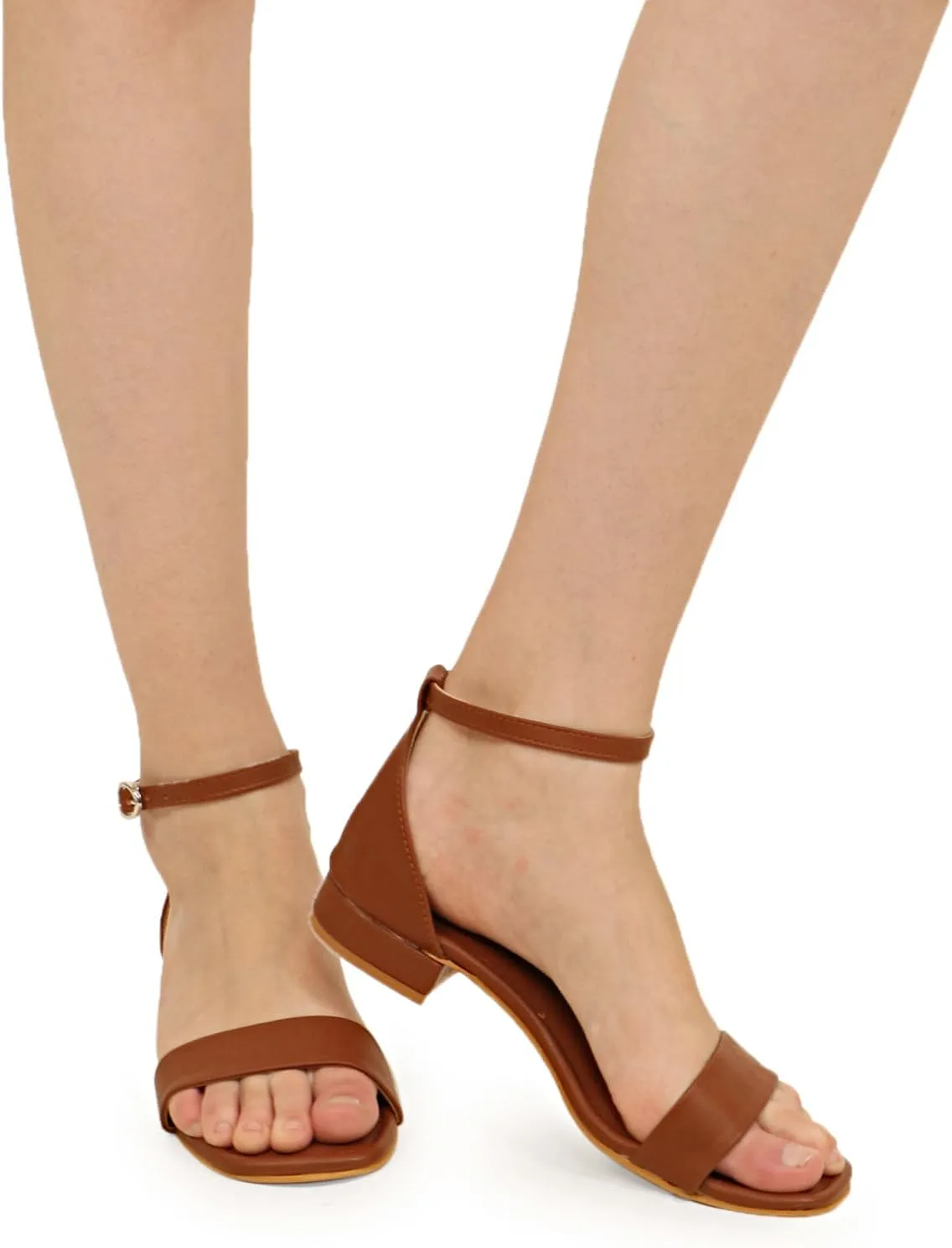 Women's Low Block Heel Dress Sandals | Comfortable Open Toe Pumps with Adjustable Ankle Strap for Party, Wedding, Casual & Office Wear Sandals for Women and Girls