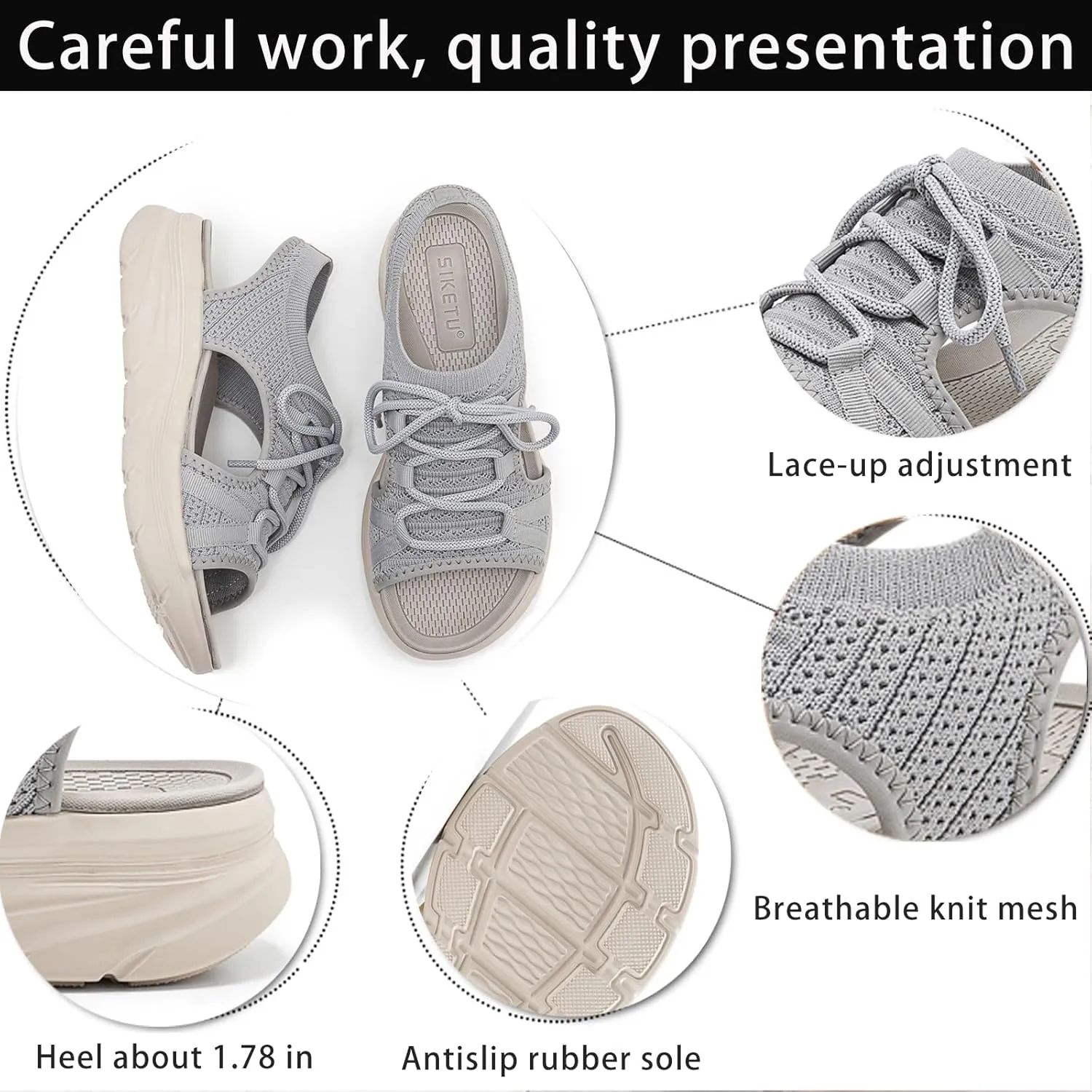Women's Orthopedic Wedge Walking Sandals Lightweight Anti-Slip Platform Hiking Sandals Comfortable Casual Lace-Up Slingback Sports Sandals for Women Outdoor Everyday Wear