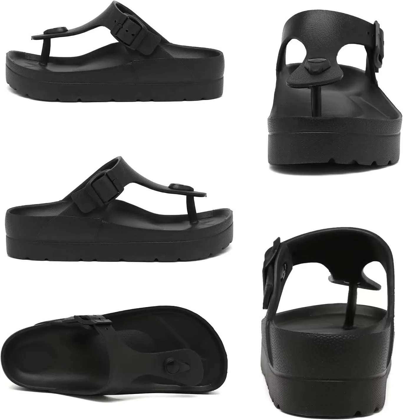 Women's Platform Flip Flops with Arch Support, Eva Lightweight Chunky Slide Sandals for Women, Fashion Comfort Summer Beach Sandal with Adjustable Buckle, Sandalias De Plataforma Para Mujer