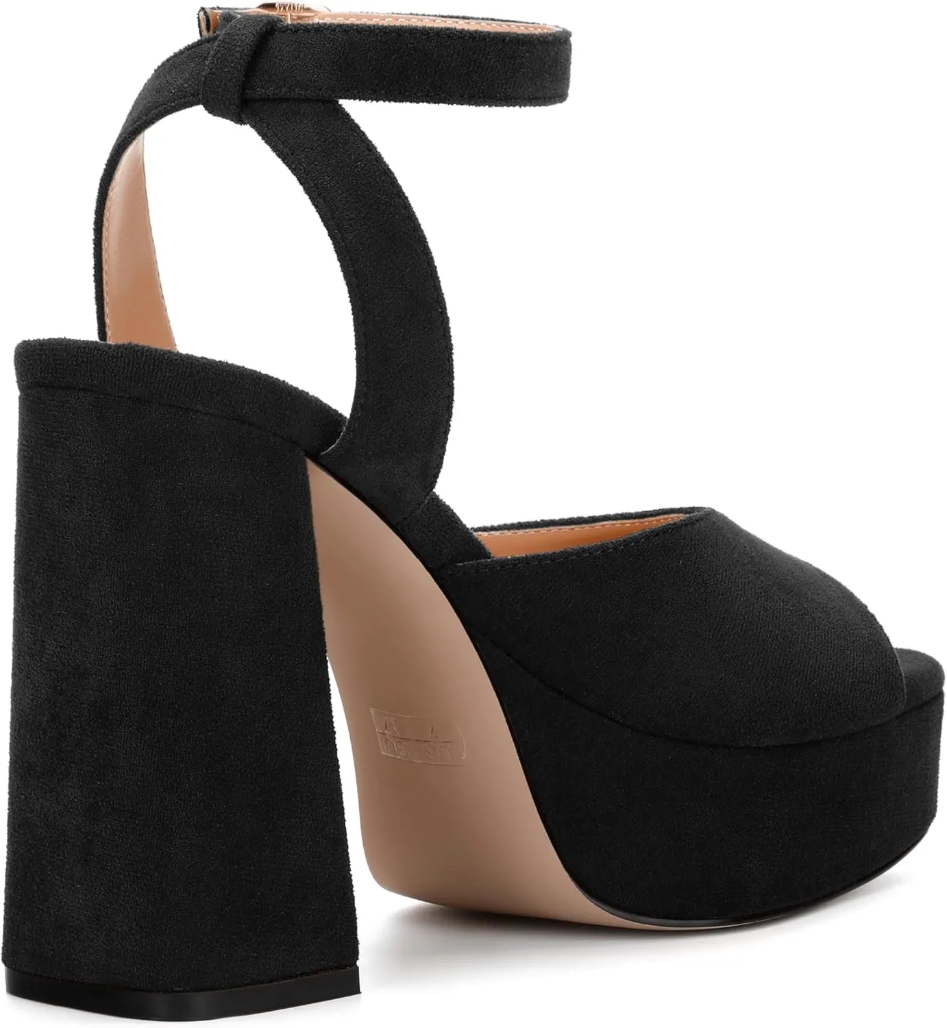Women's Platform Heels Sandals, Ankle Strap Block Chunky Heel Suede Peep Toe Sandals, Fashion Dress Wedding High Heeled Wedges Pumps