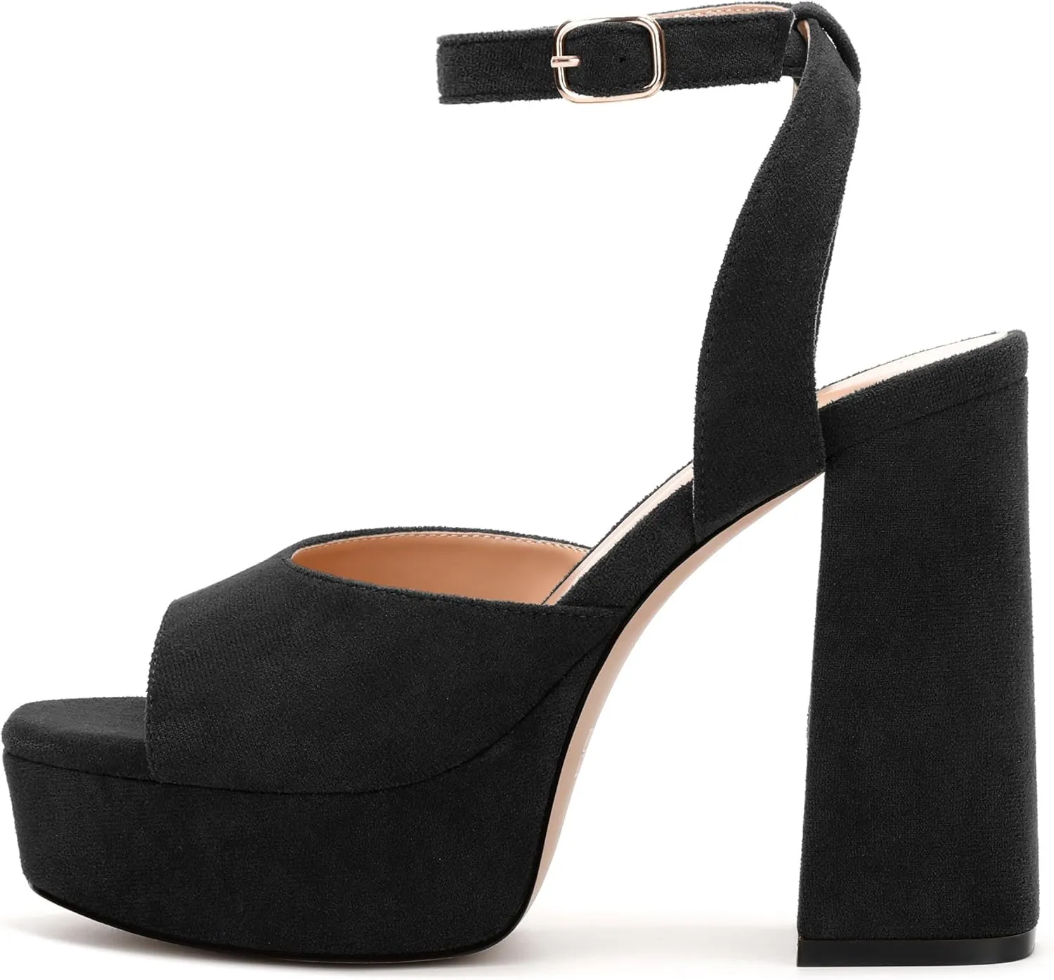 Women's Platform Heels Sandals, Ankle Strap Block Chunky Heel Suede Peep Toe Sandals, Fashion Dress Wedding High Heeled Wedges Pumps