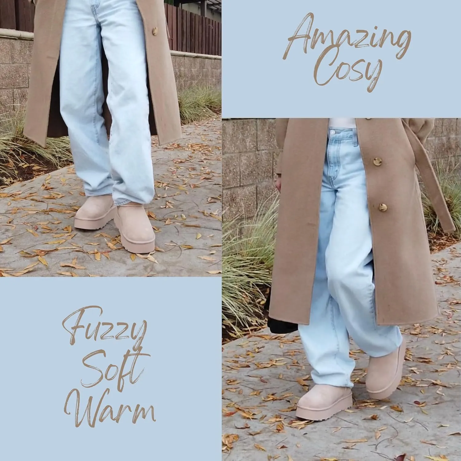 Women's Platform Mini Boots, Fur Boots Classic Ultra Mini Booties Comfortable Anti-Slip Lightweight Winter Snow Boots