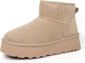 Women's Platform Mini Boots, Fur Boots Classic Ultra Mini Booties Comfortable Anti-Slip Lightweight Winter Snow Boots
