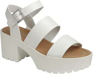 Women's Platform Open Toe Ankle Strap Lug Sole Block Heel Sandals