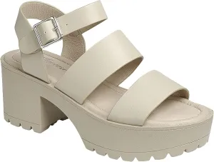 Women's Platform Open Toe Ankle Strap Lug Sole Block Heel Sandals