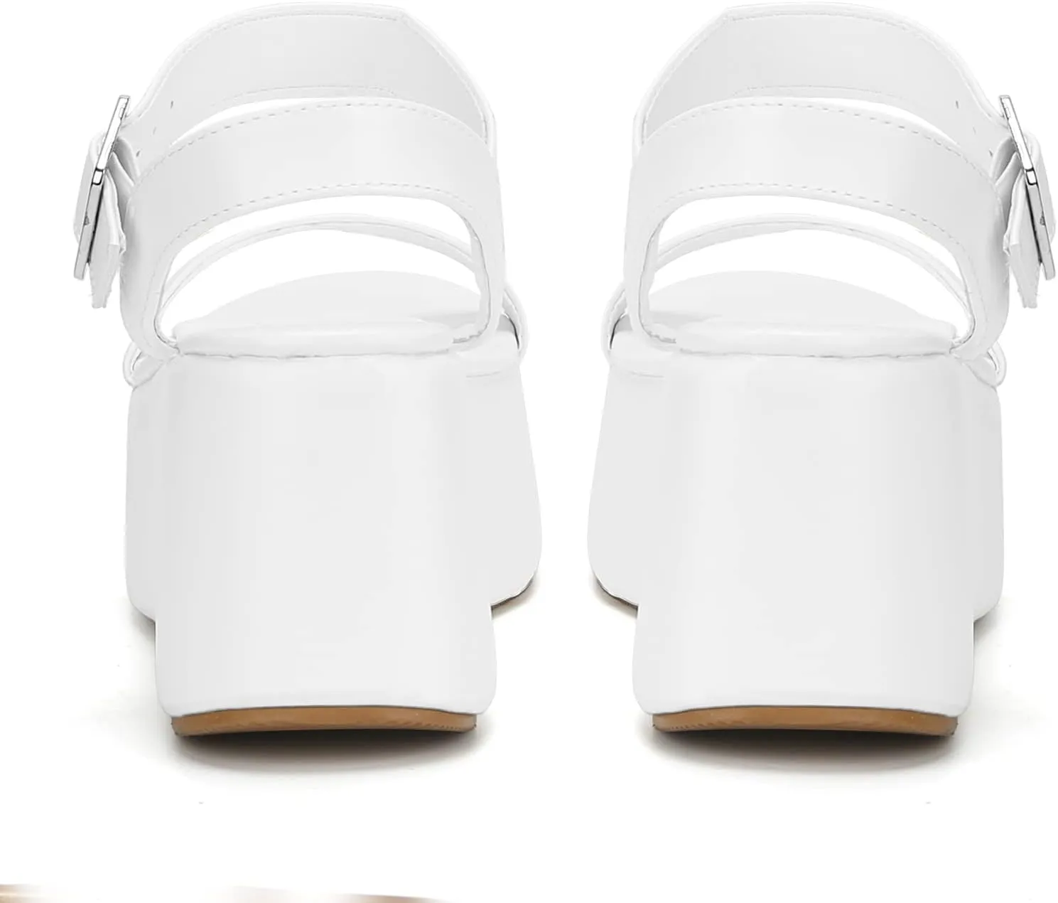 Women's Platform Sandals,Two Band Wedge Sandals with Adjustable Ankle Strap