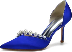Women's Pumps High Heels Pearls Closed Toe Stiletto Heel Evening Party Slip-on Wedding Comfortable Dress Shoes