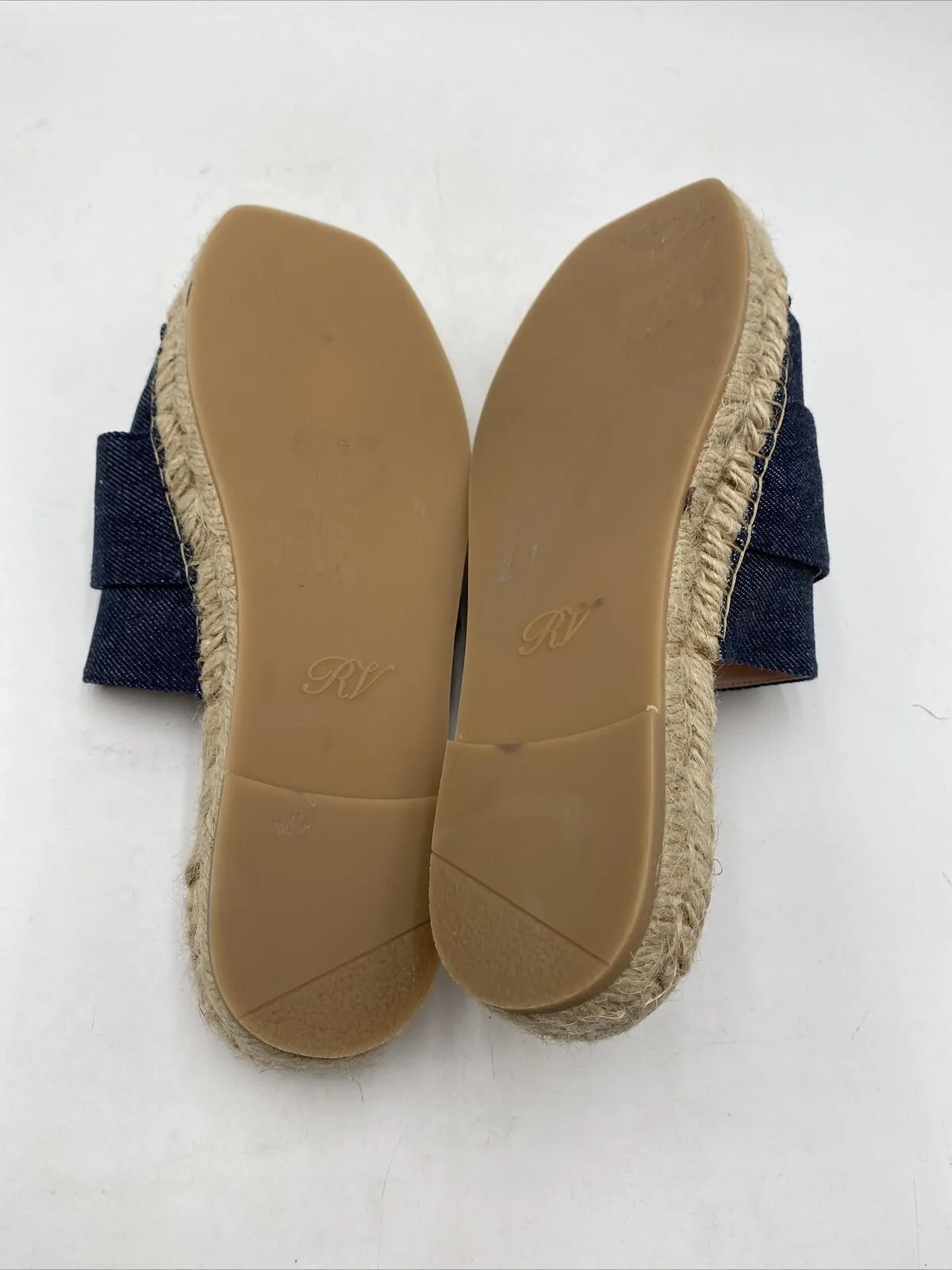 Women’s Roger Vivier Denim Strass Buckle Espadrille Sandals Blue Size 37.5 - Very Good