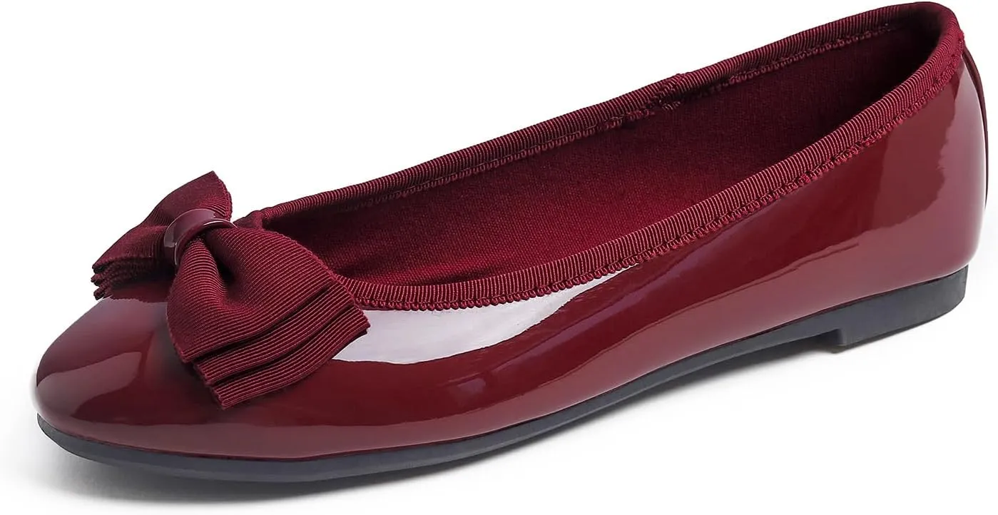 Women's Round Toe Cute Bow Trim Ballet Flats