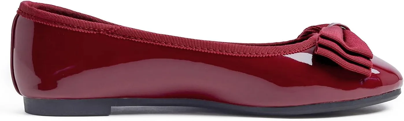 Women's Round Toe Cute Bow Trim Ballet Flats