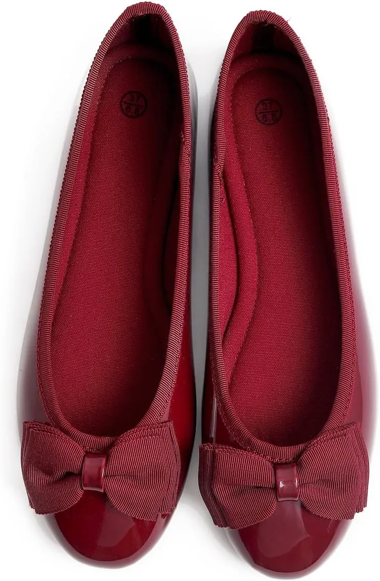 Women's Round Toe Cute Bow Trim Ballet Flats