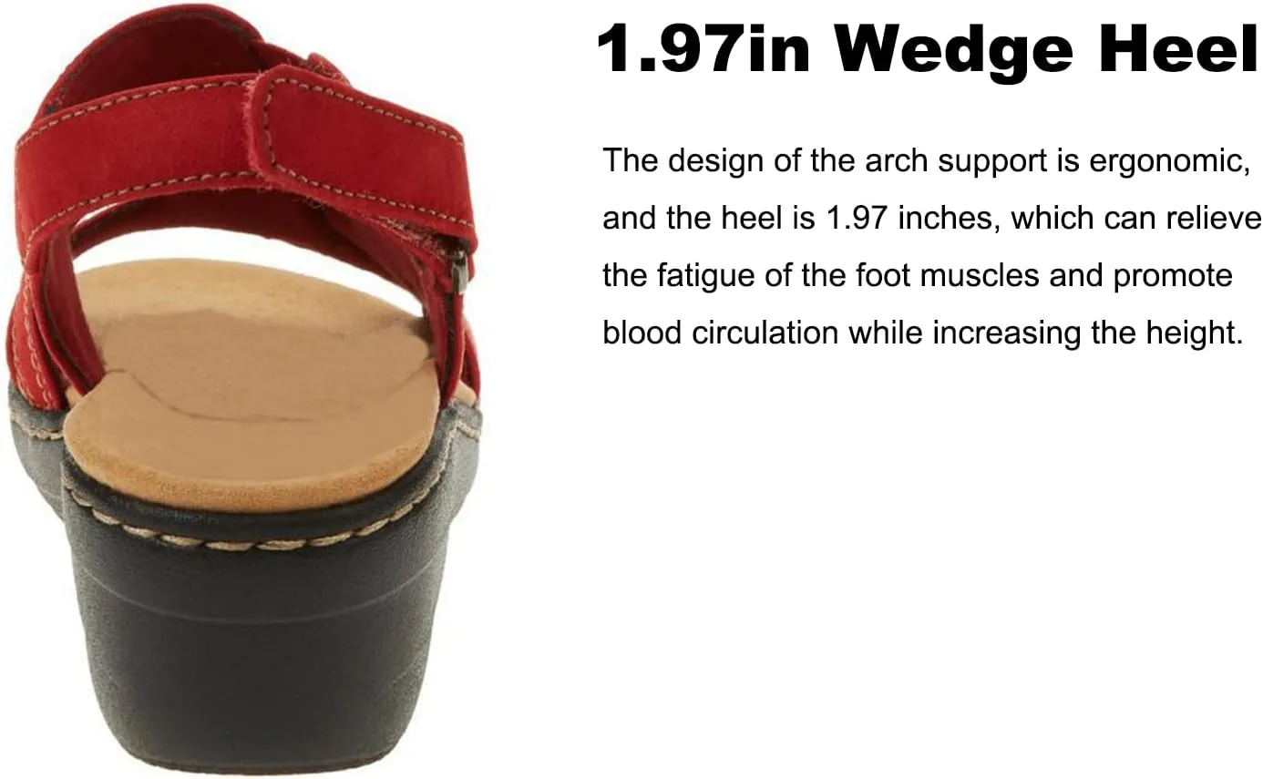Women's Sadanar Orthopedic Arch Sandals Wedge Roman Sandals,Adjustable Ankle Strap Chunky Low Heel Casual Diabetic Walking Beach Sandals