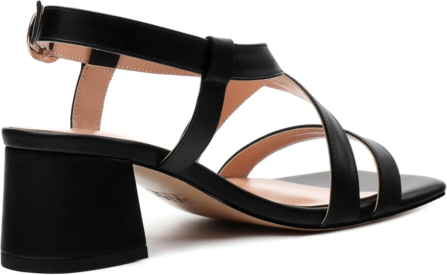 Womens Sandals Buckle Adjustable Strap Square Open Toe Chunky Heels Fashion Solid Matte Sandals